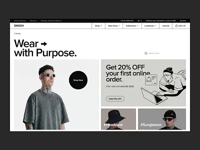 Smash home page black branding design ecommerce fashion homepage illustration landing london minimal style sunglasses typography ui ux uxui web web design webdesign website