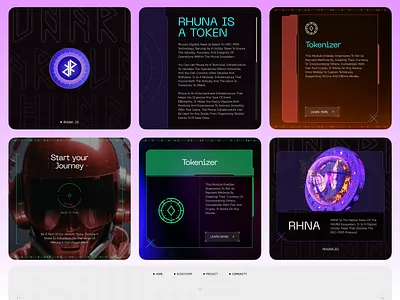 Rhuna - WEB3 Cyber Style Direction art direction brand development branding cards cyber cyberpunk futuristic ui styleguide styletyle ui uiux web3