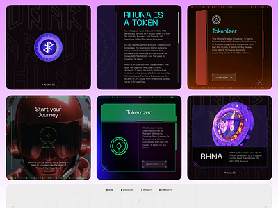 Rhuna - WEB3 Cyber Style Direction art direction brand development branding cards cyber cyberpunk futuristic ui styleguide styletyle ui uiux web3
