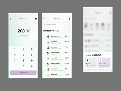 Splitting payment app banking clean design expenses figma finance fintech fintech app ios mobile money pastel colors payment payments splitbill transaction ui ui ux ux