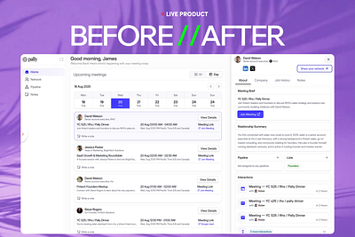 AI Relationship Manager SaaSDashboard Redesign app design before after best design agency bottomlineux client management crm customer management dashboard dashboard design minimal design pally product design relation magement saas design saasfactor ui ux ux design agency ux reast y combinator