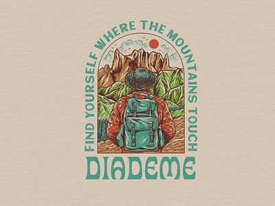 Diademe : Illustration for T-shirt adventure apparel artwork backpackervibes branding design graphic design handdrawnstyle hikinglife illustration logo merchandise mountain mountainexplorer outdoorvibes retrooutdoorart staywild t shirt ui vintageillustration