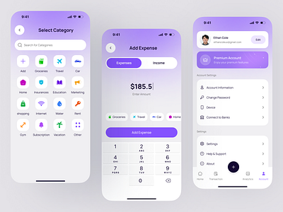 Smart Budget Expenses Profile – Mobile App app design budgetapp budgetplanner budgetprofile expensetracker finance financeapp financialmanagement mobile app mobile app design moneymanagement moneytracker personalfinance smartbudget