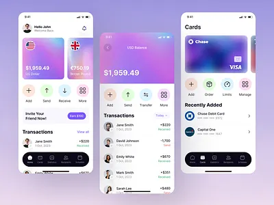 Money Transfer App app design clean design digital wallet app fintech app minimal design mobile mobile banking app money transfer app