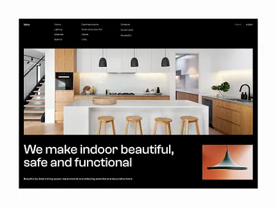 Landing page - interior design adobexd clean dailyui desktop figma freelancer graphic design grid interior design landing layout minimal minimalism responsive type ui ui design ui designer web design website