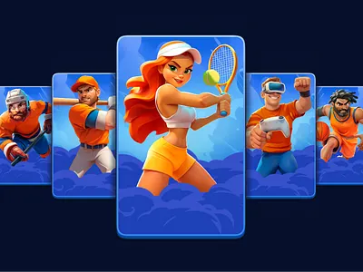 Sport Game Tennis Player ai baceball basketball blue cards cartoon casium casual character color digital art game game design graphic design ice hockey illustration smoke sport tennis virtual sport