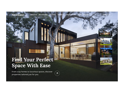 NestEase Website animation branding design figma hero section interior design landing page property search prototype real estate typography ui ux videography web design web page website