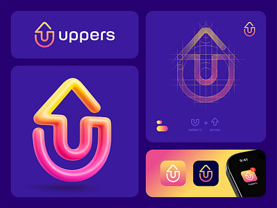 uppers brand branding design idea illustration logo mark negative typography ui
