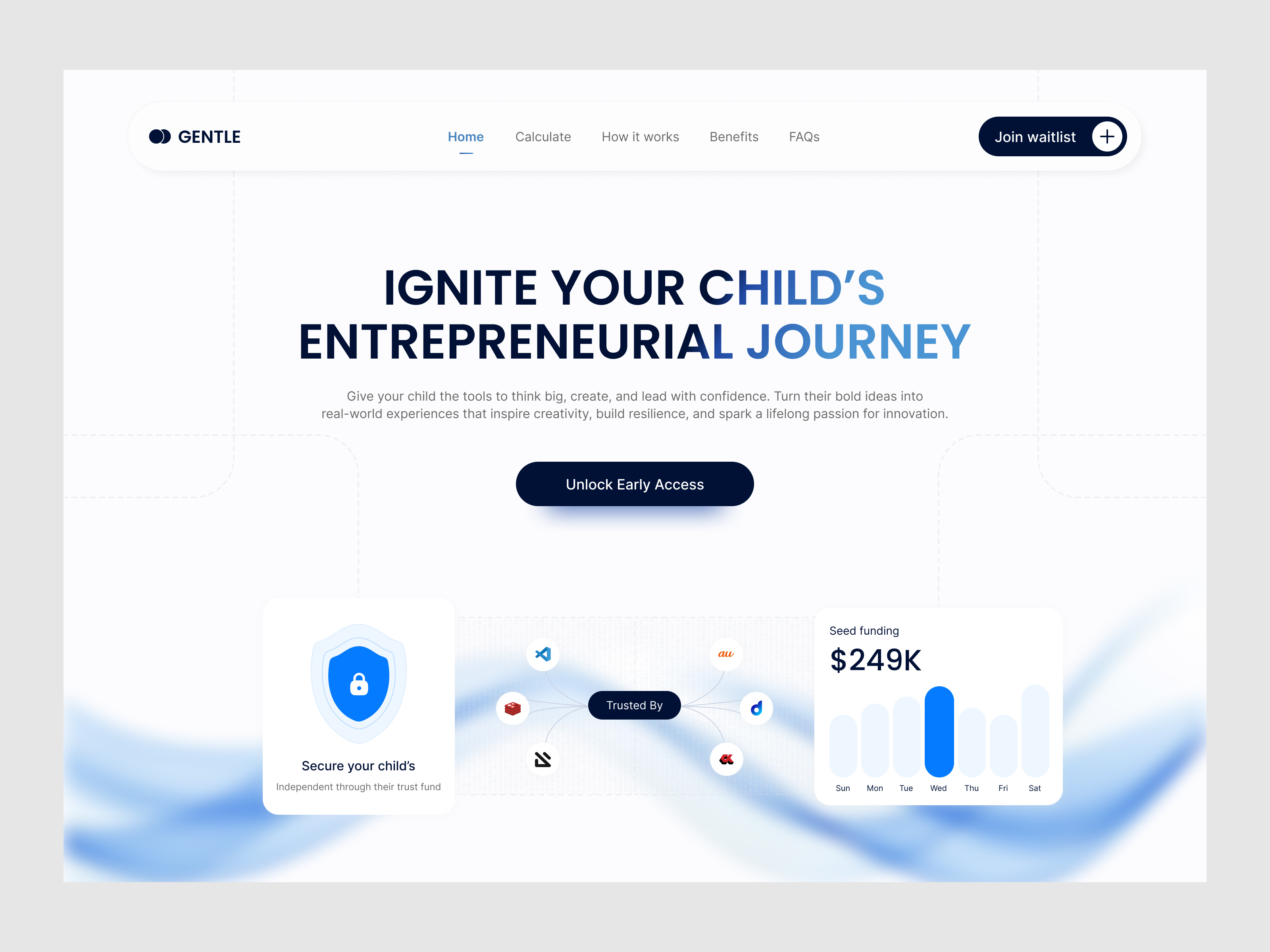 Fintech × Education — Gentle Landing Page Design cleanui designtrends dribbbleinspiration edtech fintech interactiondesign landingpage minimaldesign modernwebdesign productdesign startupdesign uiconcept uxuidesign visualdesign webdesign