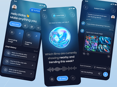 AI Assistant App – Create Anything, Instantly! ai assistant ai chatbot app app ui artificial inteligent app chat chat ai chat app chatbot chatbot app ios mobile mobile app design mobile ui mobile ui design mobile ux prompt ui ui design ux web3