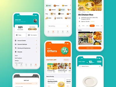 Food & Restaurant booking Mobile app agent ai food ordering food interface design ios app mobile ordering restaurant booking