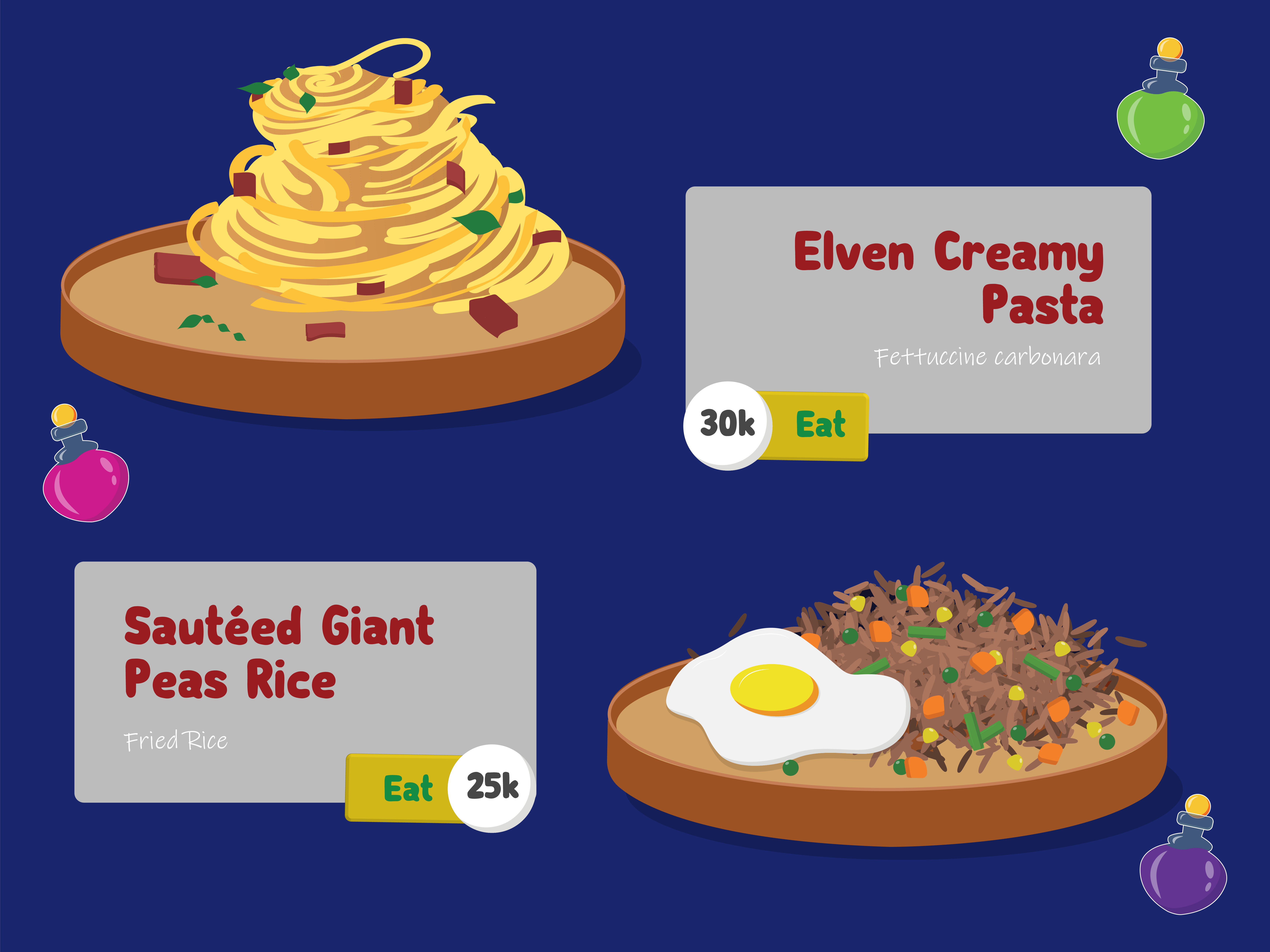 Example of Creative Menu & UI Illustration Design
