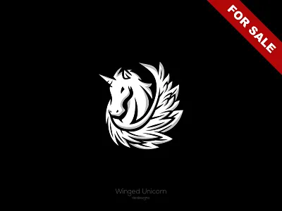 Winged Unicorn Logo (For Sale) animal for sale horse logo logodesign mythical mythology pegasus sale unicorn