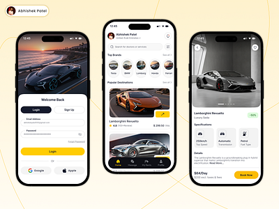 Seamless Car Rentals Mobile App Concept app concept automotive ui booking app car booking ui car rental car rental app car sharing figma design luxury car app luxury ui minimal design mobile app design mobile ui modern ui product design travel app uiux design user interface ux design vehicle app