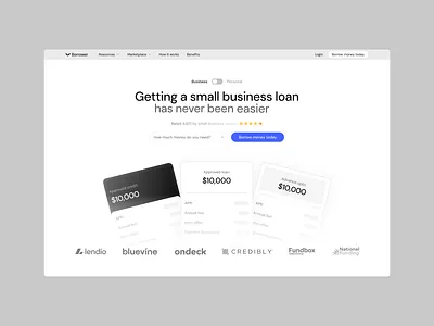 Borrower Hero Section - Exploration borrower design finance fintech hero hero section loaning ui ui design uiux