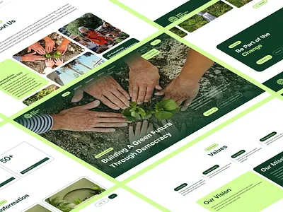 Green Democracy Institute - Landing Page branding cards clean community eco environmental green hero section landing page layout modern nature nonprofit organic responsive social sustainability ui design web design website