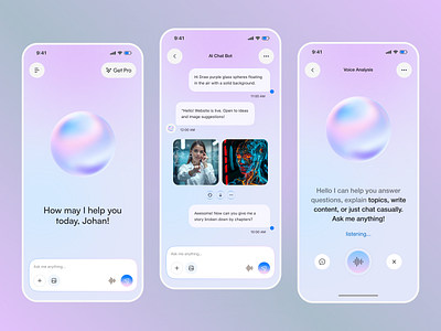 AI Mobile App - Voice, Chat Interface Design ai ai app ai chat ai chatbot ai powered ai voice app redesign app ui chatbot futuristic design ios app mobile mobile app mobile app design ui ux design voice recognition
