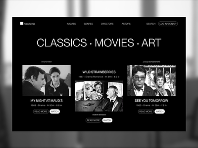 🎥 🎥 🎥 Retromovies website black brutalism darkmode desktop movies sansserif website