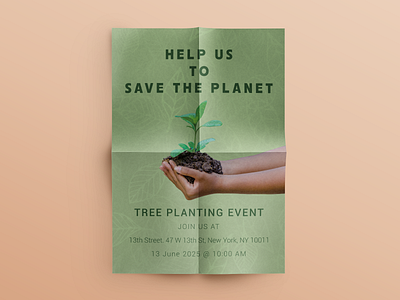 Imaginary Tree Planting Event A4-Sized Brochure Design a4 flyer brochure clean brochure creative flyer design eco brochure environment brochure graphic design minimal poster modern brochure modern flyer print design save the planet poster tree planting flyer