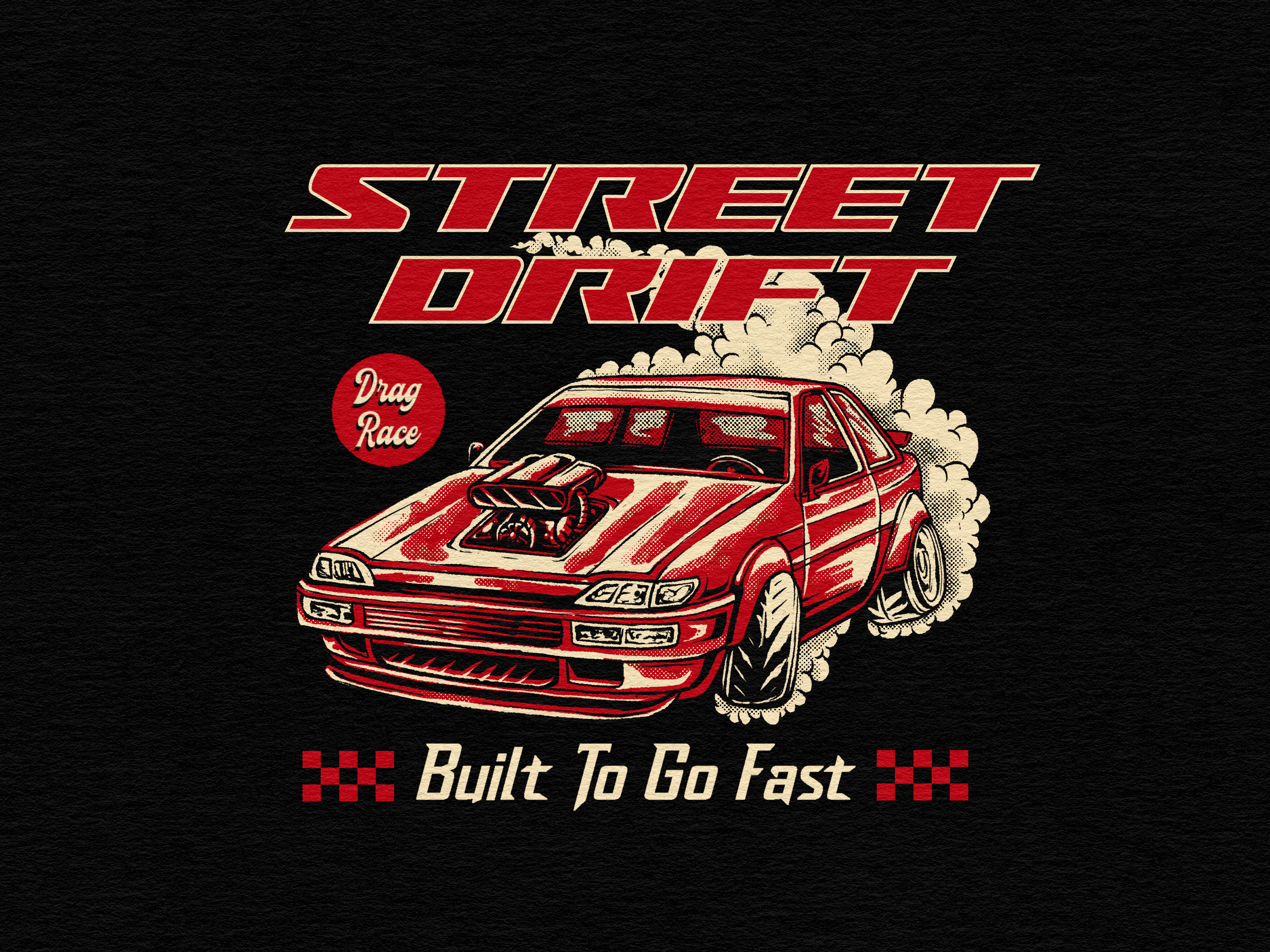 Street Drift - IIlustration for Skilline Design Co. apparel artwork branding carillustration design driftcar drifting graphic design handdrawn illustration jdm merchandise modifiedcars retrodesign streetdrift t shirt undergroundracing vintage vintageillustration vintagetshirt