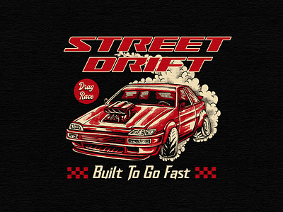 Street Drift - IIlustration for Skilline Design Co. apparel artwork branding carillustration design driftcar drifting graphic design handdrawn illustration jdm merchandise modifiedcars retrodesign streetdrift t shirt undergroundracing vintage vintageillustration vintagetshirt