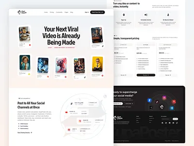 Modern Social Media Automation Website UI Design hero home page media modernwebsite motion graphics post social social media social media managment ui ui design ui website ux ux design video website