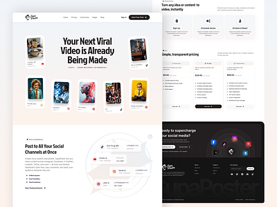 Modern Social Media Automation Website UI Design hero home page media modernwebsite motion graphics post social social media social media managment ui ui design ui website ux ux design video website