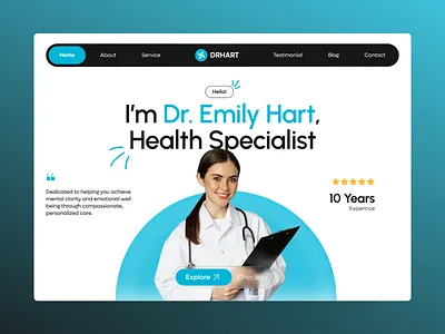 DRHART - Personal Health Specialist Website Design 🩺 appointment clean clinic digitalhealth doctor figma figmadesign framer healthcare hospital landingpagedesign medical telemedicine ui uiux userinterface webdesign webflow websiteconcept wellness