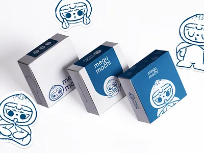 Megumochi - Mochi Brand Packaging blue branding collateral design fun graphic design illustration logo mochi packaging realproject sketchy vector visual identity