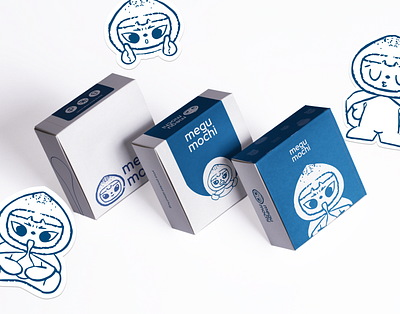 Megumochi - Mochi Brand Packaging blue branding collateral design fun graphic design illustration logo mochi packaging realproject sketchy vector visual identity