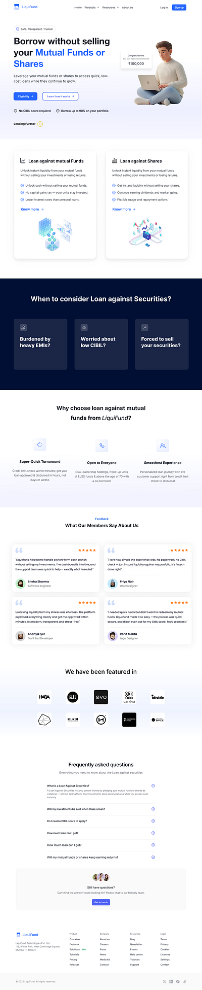 LiuiFund Landing page design 3d branding graphic design ui