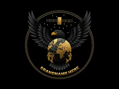 Luxury Emblem Logo Design — Golden Eagle badge logo black gold brand identity emblem golden eagle illustrator logo design luxury logo modern emblem vector illustration