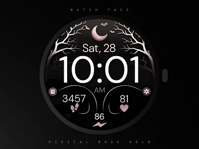 Halloween Digital Watch Face black design digital graphic design halloween illustration modern rose gold samsung simple smartwatch technology ui watch watchface