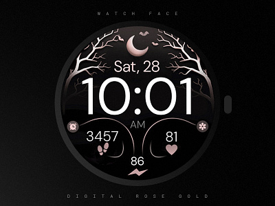 Halloween Digital Watch Face black design digital graphic design halloween illustration modern rose gold samsung simple smartwatch technology ui watch watchface
