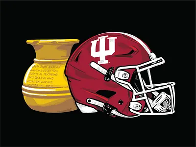 Old Brass Spittoon Trophy Game college football helmet hoosiers illustration indiana trophy