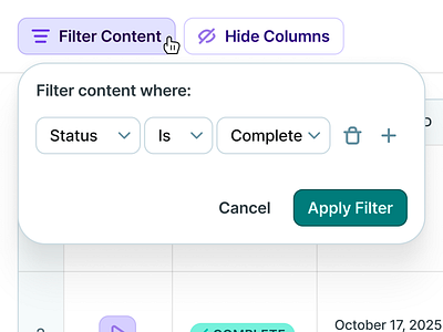 copy.ai Workflows Table Filter Dropdown app b2b badge button cta date dropdown filter light menu mode saas simple sort status table ui ux web