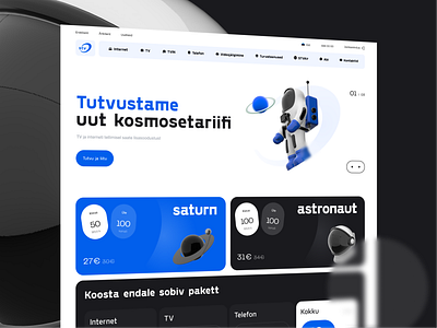 stv | internet provider website redesign concept 3d banner black blue blur cosmos internet main page planet price provider saturn site slider space tv ui web white