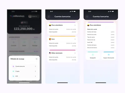 Recargas cuentas bancarias app btc crypto cuentas bancarias design recargar ui ux wallet
