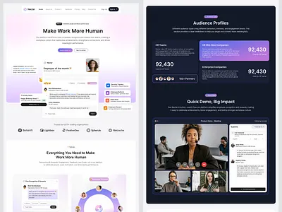Employee Engagement Platform: Recognition & Performance Metrics bento dashboard employee engagement hr marketing landing page marketing web saas saas app saas design saas landing page saas marketing saas ui saas web design sfkj uiux web web app web design website website design