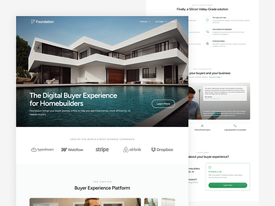 Foundation - Shopify for Homebuilders clean interface framer framer development homepage landing page minimal design minimal interface property landing page real estate real estate website saas platform ui uiux design user experience web design web development