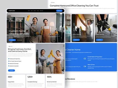 HomyClean - Cleaning Service Landing Page clean design cleaning cleaning agency cleaning company cleaning service cleaning website design helping service home cleaning home service homemade product service service website startup ui ux web website