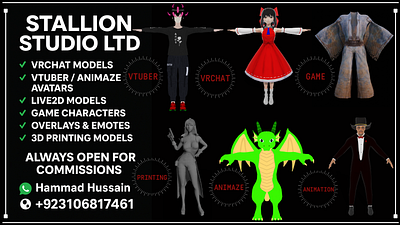 🚀 Stallion Studio LTD – Bringing Imagination to Life! 🎨✨ 3d anime blender cartoon design furry illustration open for commission rig stallion studio limited vrchat vtuber