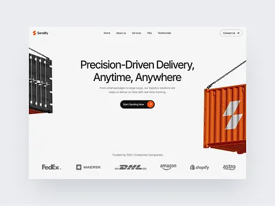 Sendify - Cargo Logistic Landing Page cargo corporate website delivery landing page logistic logistic web design modern website shipping web design