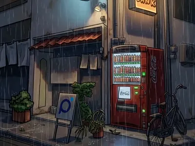 City rain chillvibes gifanimation illustration lofiaesthetic lofianimation lofihiphop loop animation motion graphics