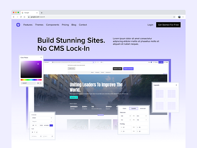 ThemeEngine - Builder Landing Page branding builder clean cms creative design designer home page illustration landing page logo minimal saas landing page ui ui builder ui design umbraco