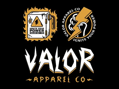 Apparel Logo & Sticker Pack | Valor Apparel Co apparel apparel design brand design branding claw dasedesigns energy graphic design identity design illustration indie lightning logo design logo suite panther sticker stickers tattoo