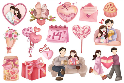 バレンタインデー水彩画セット botanical cabbage drawn flower green greenery hand hand drawn food healthy herbs lavender leafy leaves lettuce nuts olive oil organic peas watercolor