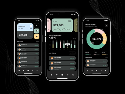 Fintech Dashboard App UI (Dark Mode)