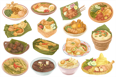 インドネシア料理水彩セット