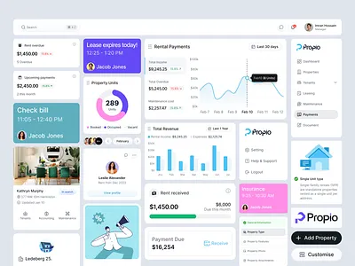 Property Management Dashboard — Clean SaaS UI for Real Estate An analytics analytics dashboard clean design dashboard ui data visualization fintech ui landlord app modern ui product design property management proptech real estate design rental platform saas dashboard saas design ux design web app